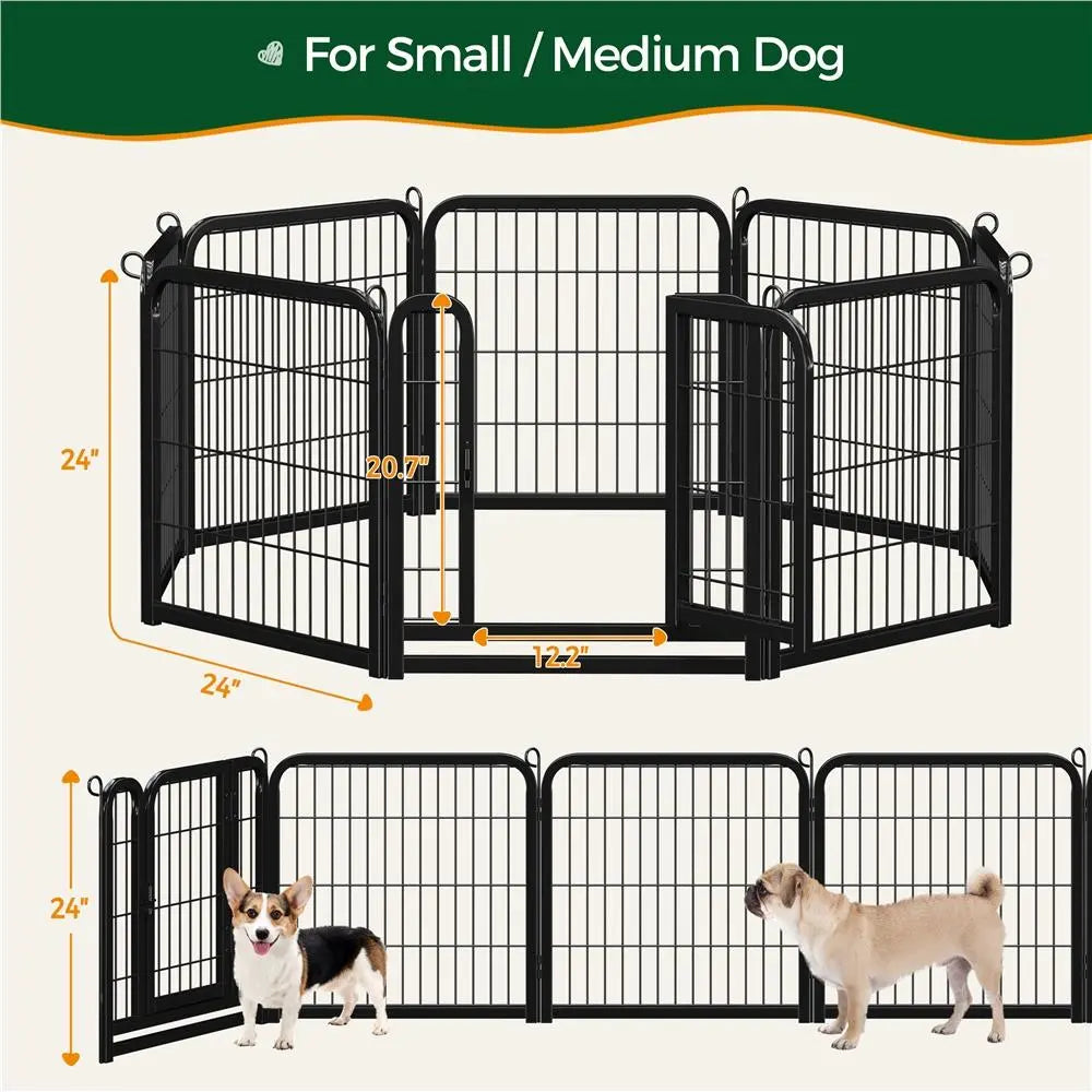 Metal Dog Playpen, 6/8/12/16 Panels, Indoor/Outdoor Pet Exercise Barrier, 24/32/40/47 inch.