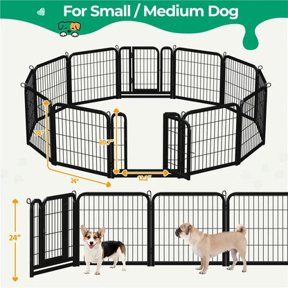 Metal Dog Playpen, 6/8/12/16 Panels, Indoor/Outdoor Pet Exercise Barrier, 24/32/40/47 inch.