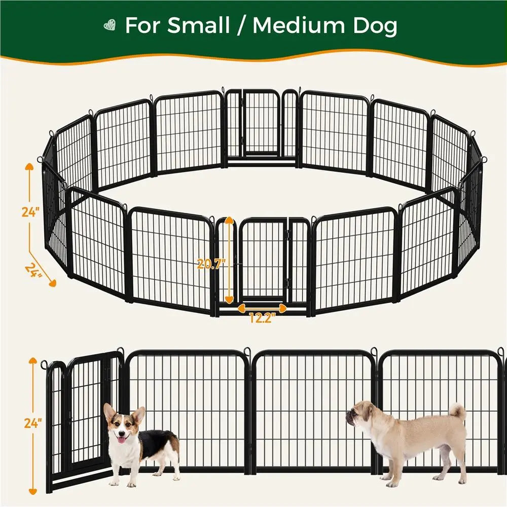 Metal Dog Playpen, 6/8/12/16 Panels, Indoor/Outdoor Pet Exercise Barrier, 24/32/40/47 inch.