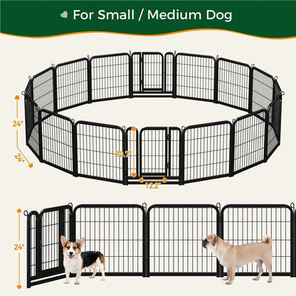 Metal Dog Playpen, 6/8/12/16 Panels, Indoor/Outdoor Pet Exercise Barrier, 24/32/40/47 inch.