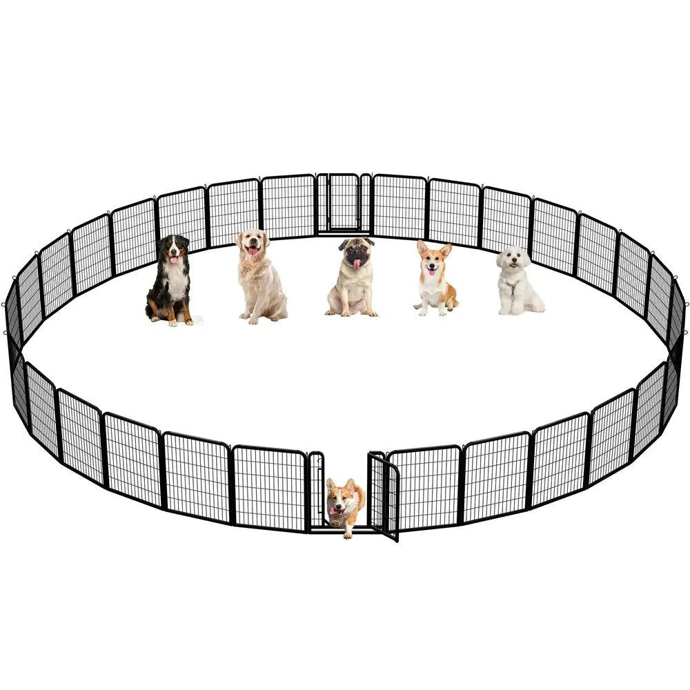 Metal Dog Playpen, 6/8/12/16 Panels, Indoor/Outdoor Pet Exercise Barrier, 24/32/40/47 inch.