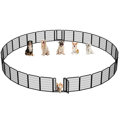 Metal Dog Playpen, 6/8/12/16 Panels, Indoor/Outdoor Pet Exercise Barrier, 24/32/40/47 inch.