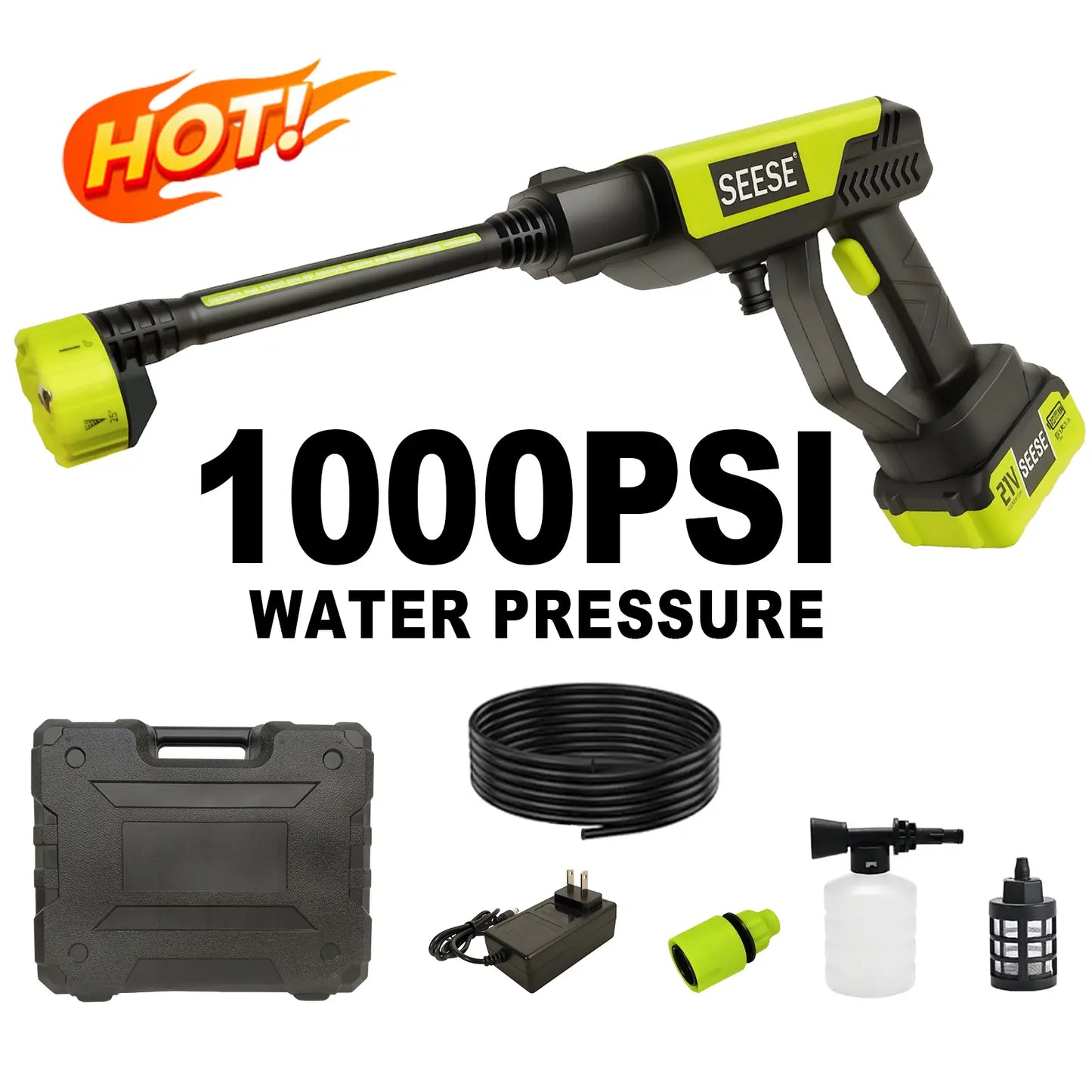 Cordless Pressure Washer with Single-Port Charger, Portable Washer for Car, Home & Garden Use