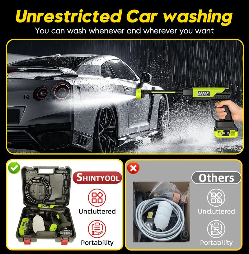 Cordless Pressure Washer with Single-Port Charger, Portable Washer for Car, Home & Garden Use