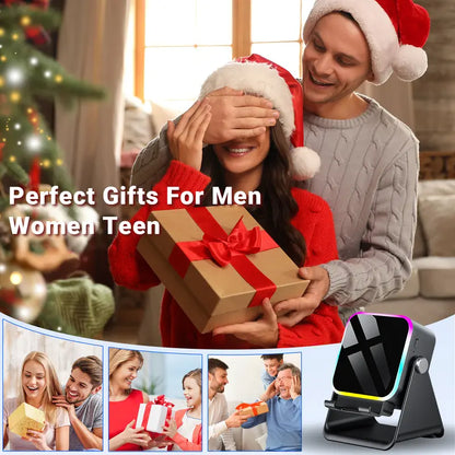 Wireless induction speaker stand, 5-in-1 phone holder with 3500mAh power bank, 360° adjustable, with ambient light, Mother’s Day gift