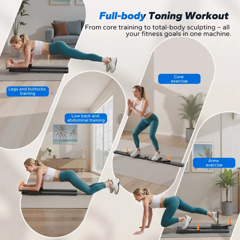 Merach 4-in-1 Foldable Pilates Reformer & Ab Exercise Board | Home Gym Core & Full-Body Toning Workout Machine