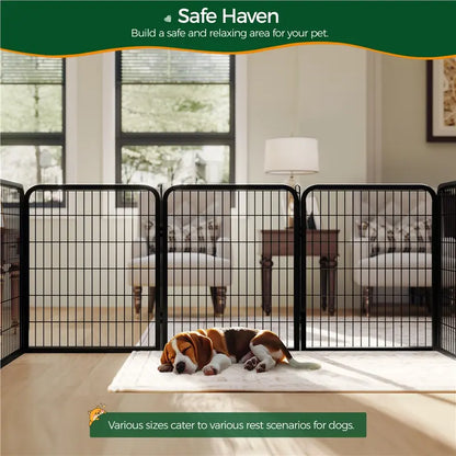 Metal Dog Playpen, 6/8/12/16 Panels, Indoor/Outdoor Pet Exercise Barrier, 24/32/40/47 inch.