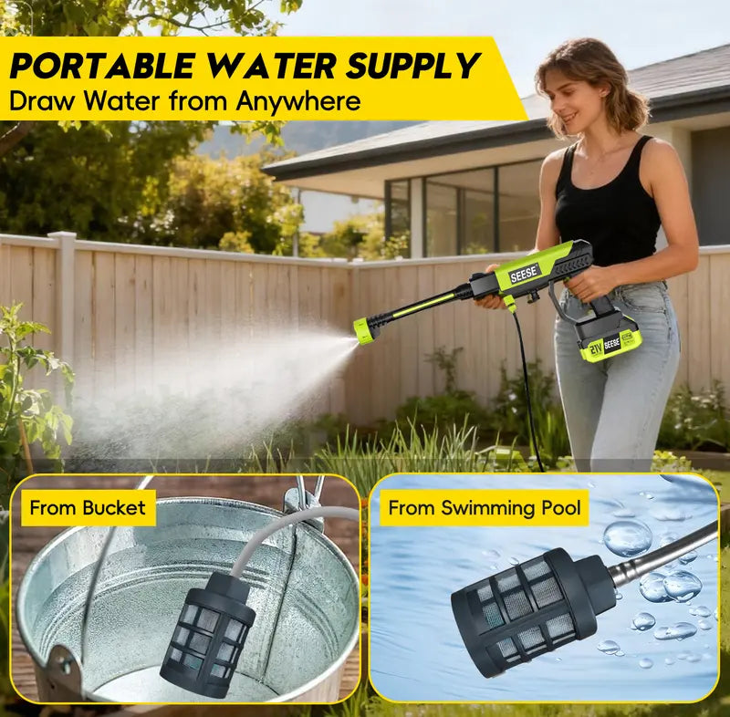 Cordless Pressure Washer with Single-Port Charger, Portable Washer for Car, Home & Garden Use